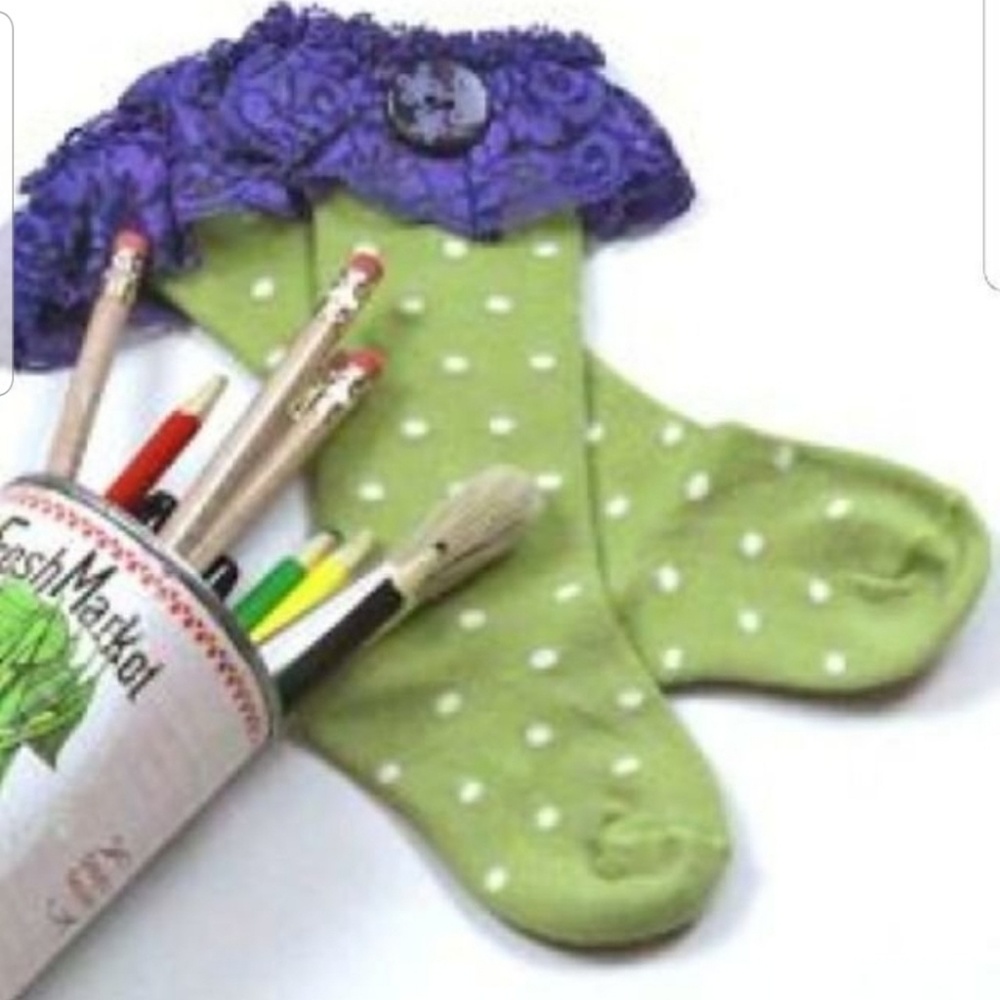 NEW!! Matilda Jane Genny Green Dot Socks XL !!